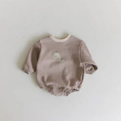 Baby Dino Sweatshirt Romper | Brown
