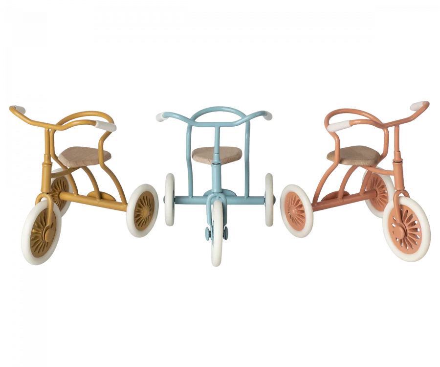 Maileg Abri A Tricycle, Mouse - Petrol Blue - Image 6