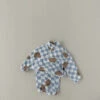 Teddy Gingham Fleece Set | Blue