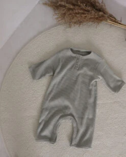 Baby Ribbed Button Romper | Mint