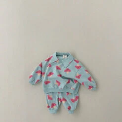 Mushroom Collared Sweat Set | Blue