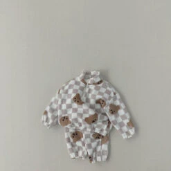 Teddy Gingham Fleece Set | Beige