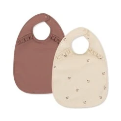 2 Pack Frill Bibs - Cherry/Burlwood