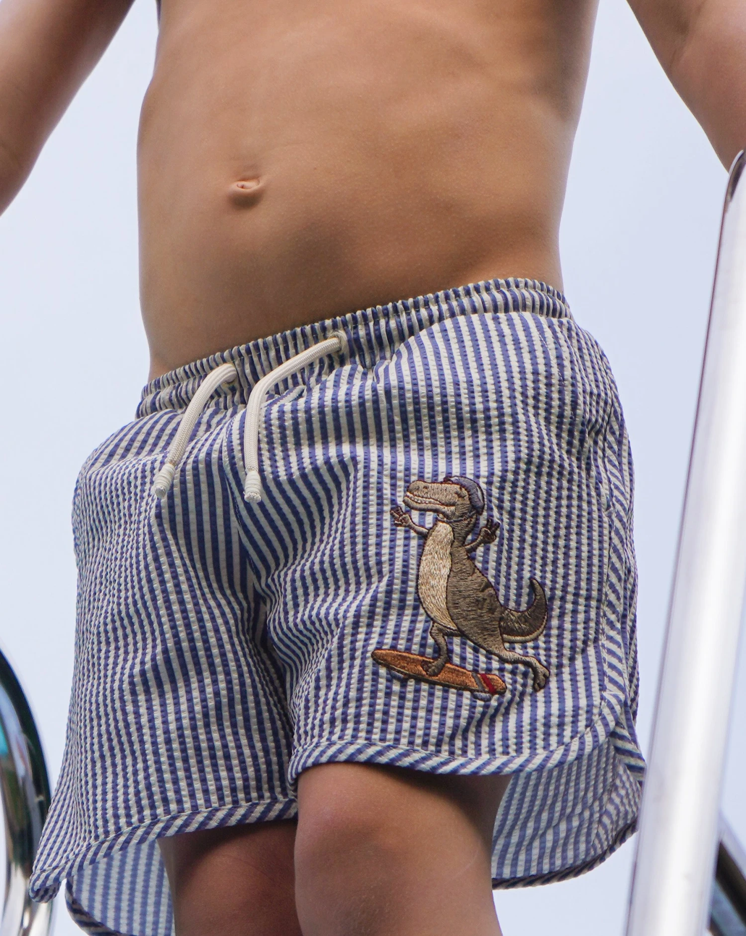 Seersucker Swim Shorts - Flint Stone