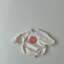 Happy Sweatshirt Romper | Cream