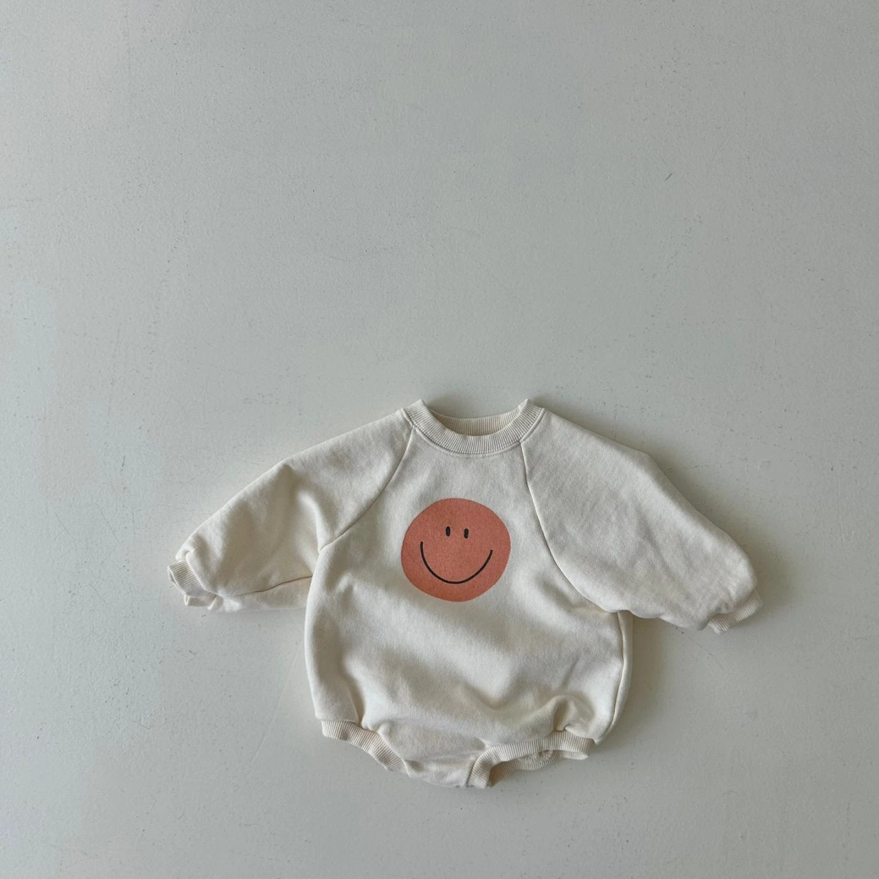 Happy Sweatshirt Romper | Cream