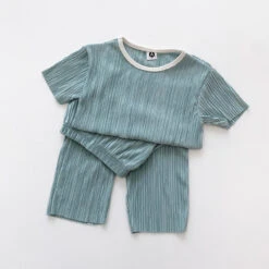 Pleats Capri Set - Blue