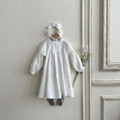 Kid's Rea Linen Dress - Milk