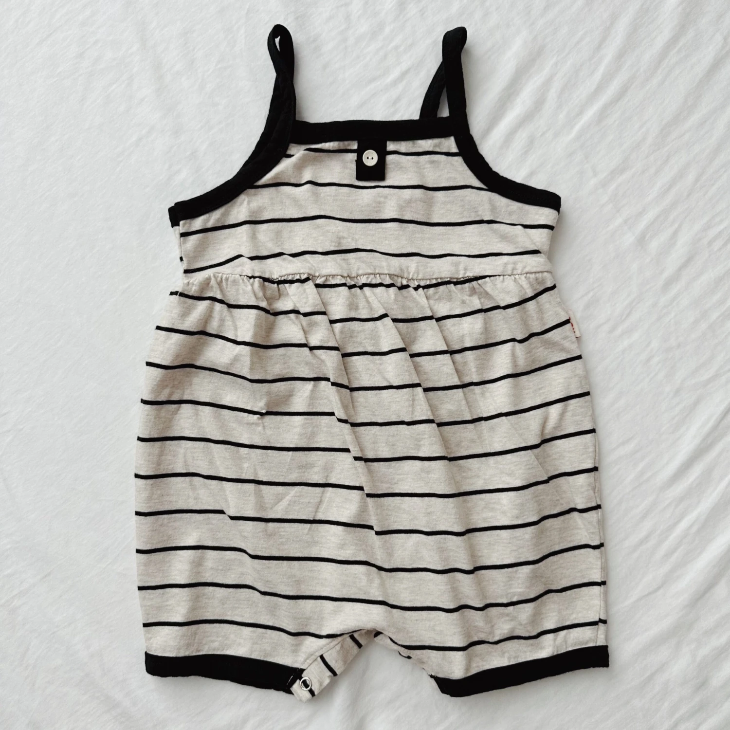 Striped Button Playsuit - Black