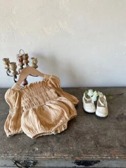 Baby Smocked Gauze Romper - Ginger