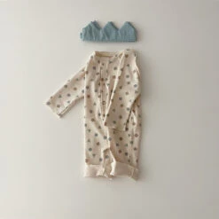 Waffle Button Romper - Neutral Shapes